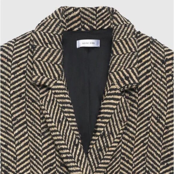 Anine Bing Diana Oversized Wool Herringbone Jacket - Picture 10 of 10